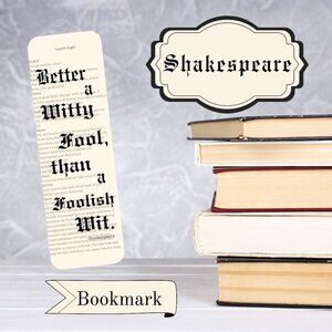Shakespeare Bookmark, Twelfth Night Quotes, Bookish Gifts, Bookmarks